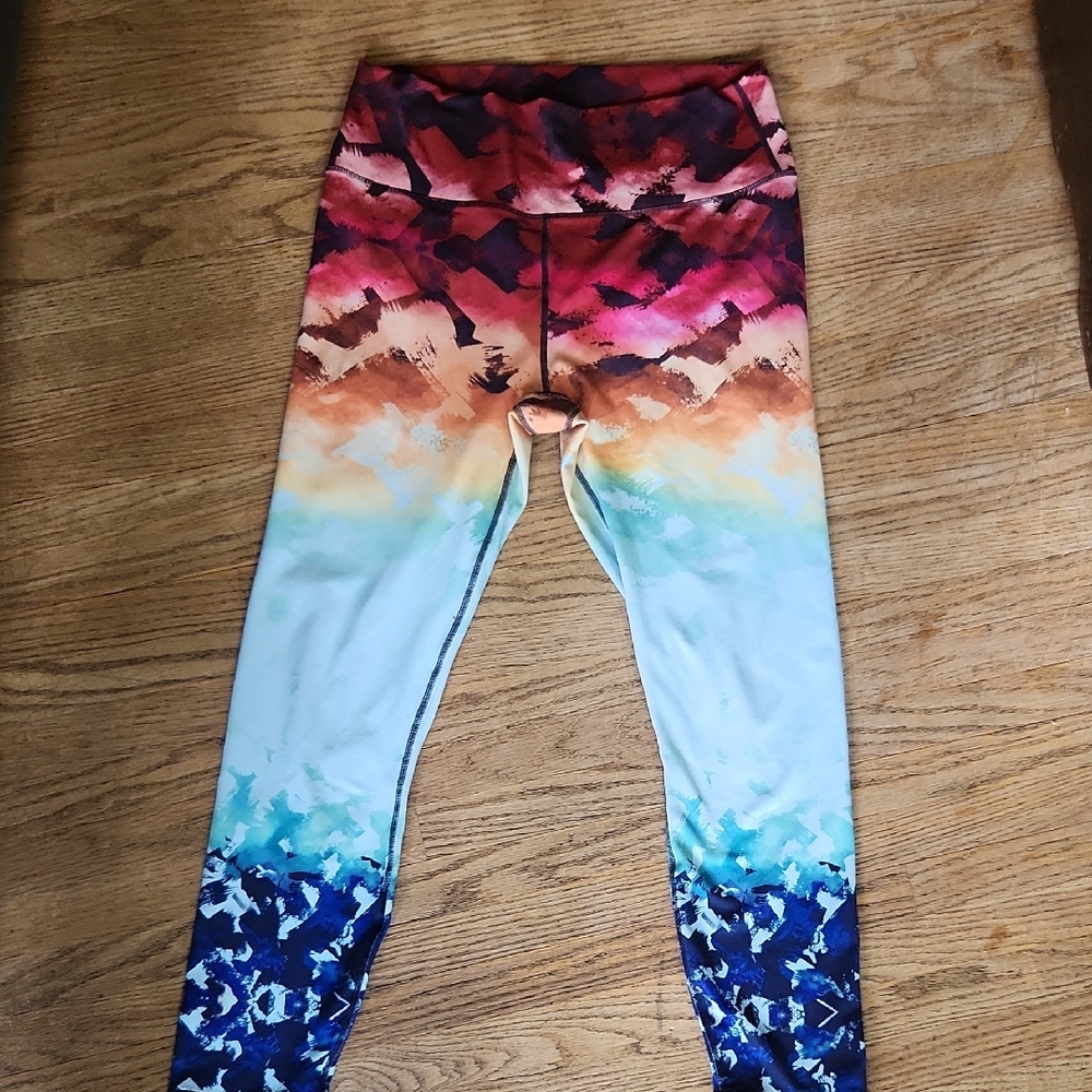 Fabletics Red and Black Powerhold Leggings